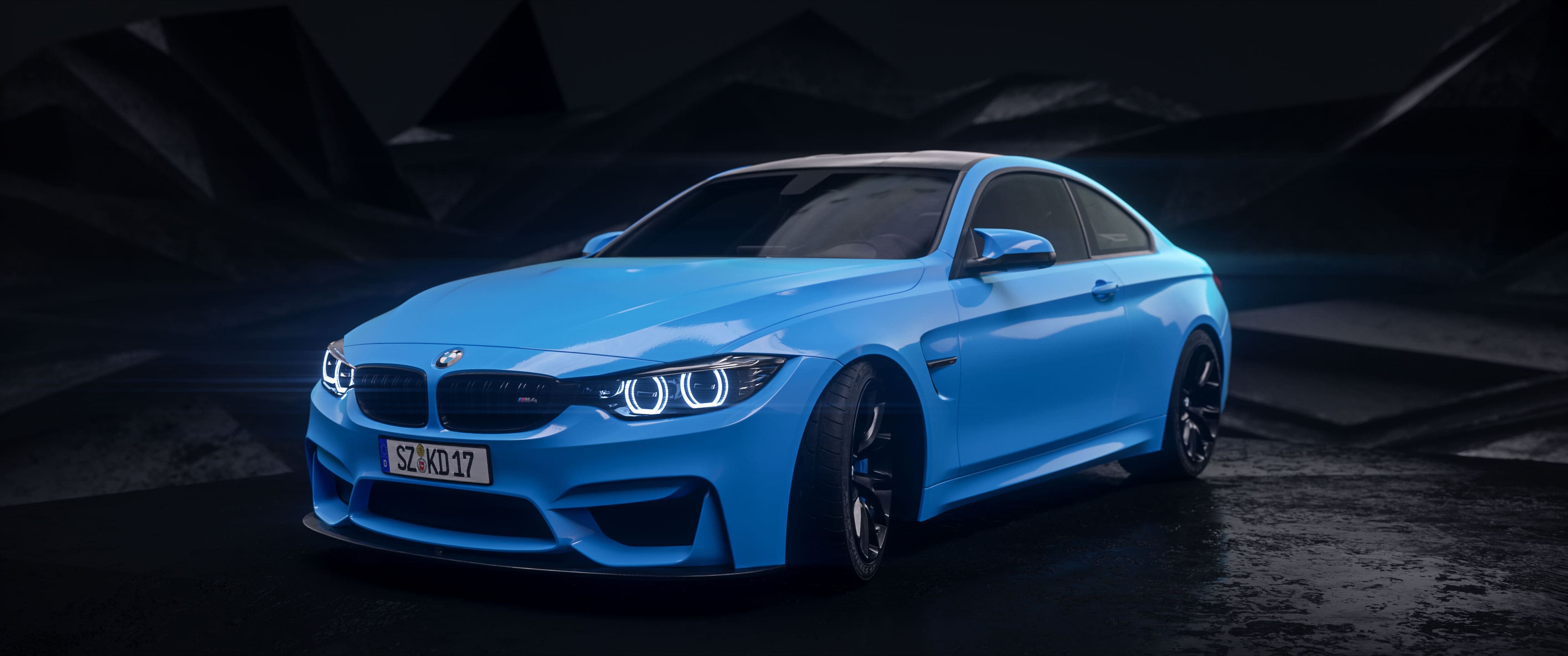 BMW M4 car rendering with Octane and xparticle