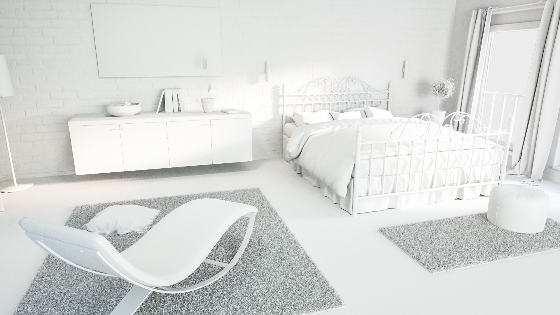 architectural design - Bedroom clay render